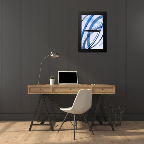 Blue Paint Black Modern Wood Framed Art Print by Aesthete