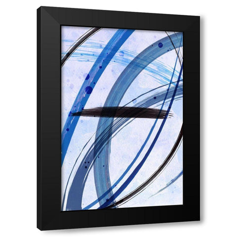 Blue Paint Black Modern Wood Framed Art Print with Double Matting by Aesthete