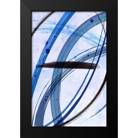 Blue Paint Black Modern Wood Framed Art Print by Aesthete
