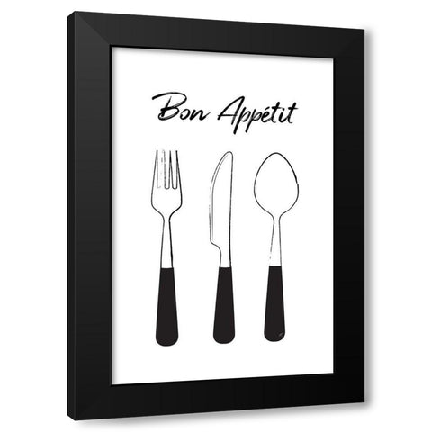 Bon Appetit Black Modern Wood Framed Art Print by Aesthete