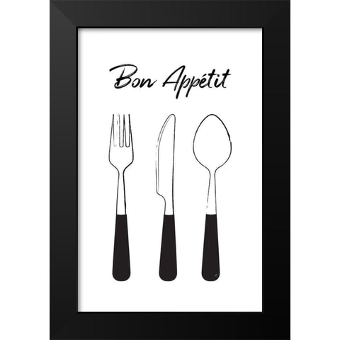 Bon Appetit Black Modern Wood Framed Art Print by Aesthete