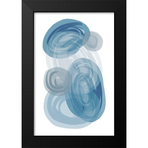 Blue Stones Black Modern Wood Framed Art Print by Aesthete