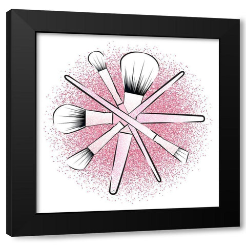 Pink Bush Set Black Modern Wood Framed Art Print with Double Matting by Aesthete
