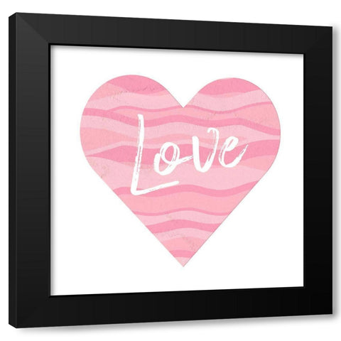 Wave Heart Love Black Modern Wood Framed Art Print by Aesthete