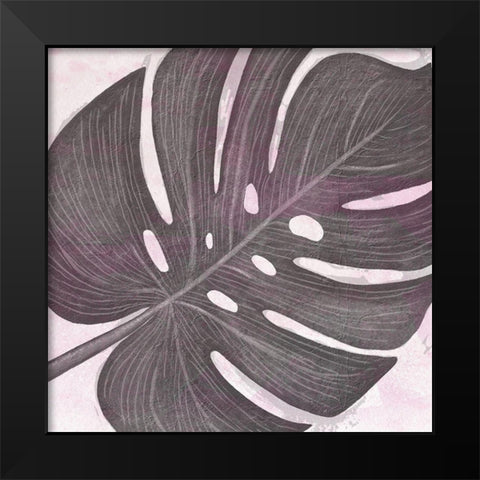 Tropical Leaf Two Black Modern Wood Framed Art Print by Aesthete