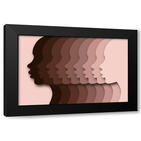 Heads1 Black Modern Wood Framed Art Print with Double Matting by Aesthete