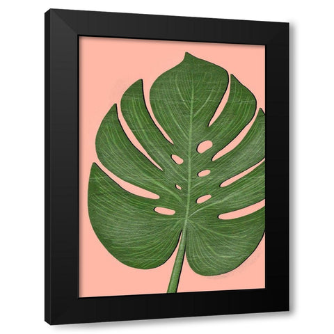 Exotic Leaf Three Black Modern Wood Framed Art Print with Double Matting by Aesthete