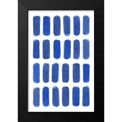 Blue Water Strokes Black Modern Wood Framed Art Print by Aesthete
