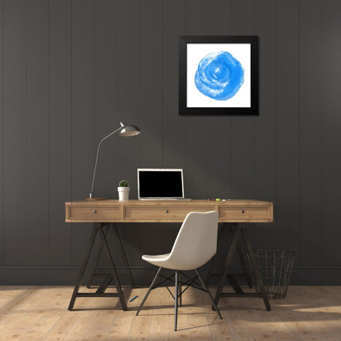 Blue Rose Black Modern Wood Framed Art Print by Aesthete