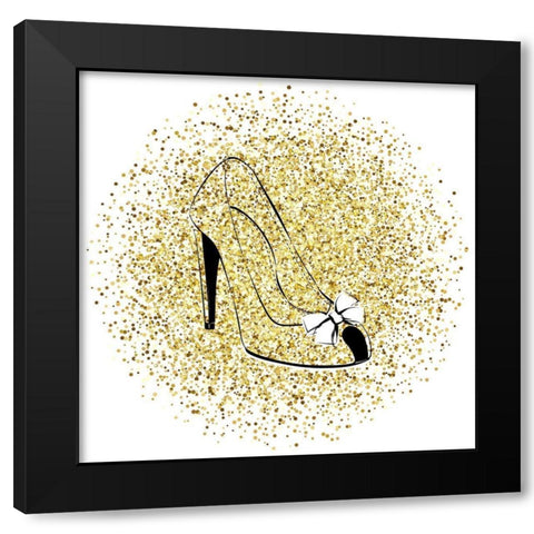Glitter Shoe Black Modern Wood Framed Art Print by Aesthete
