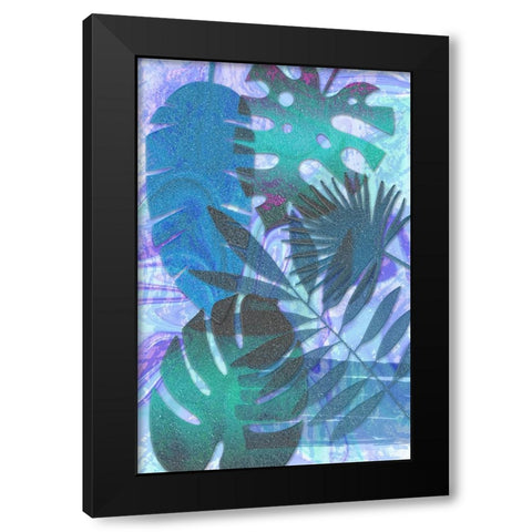 Blue Sparkly Tropics Black Modern Wood Framed Art Print with Double Matting by Aesthete