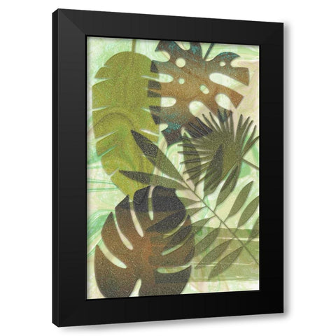 Green Sparkly Tropics Black Modern Wood Framed Art Print with Double Matting by Aesthete