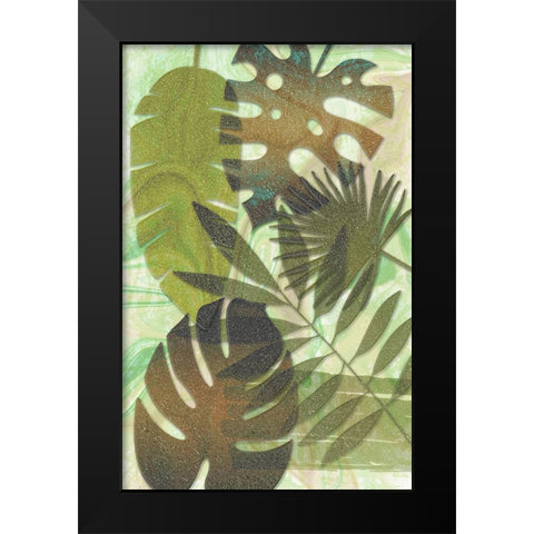 Green Sparkly Tropics Black Modern Wood Framed Art Print by Aesthete