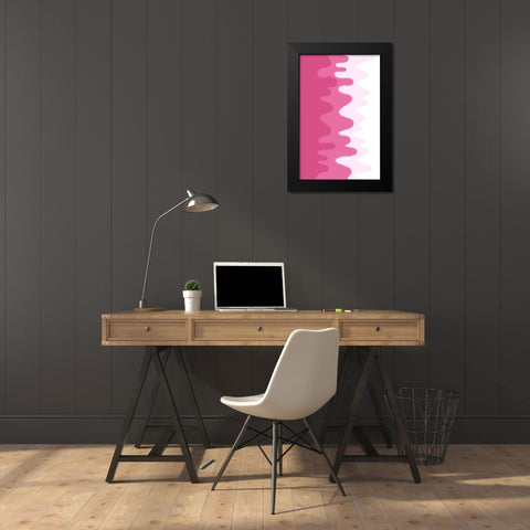PinkAbstract Waves Black Modern Wood Framed Art Print by Aesthete