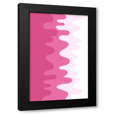 PinkAbstract Waves Black Modern Wood Framed Art Print with Double Matting by Aesthete