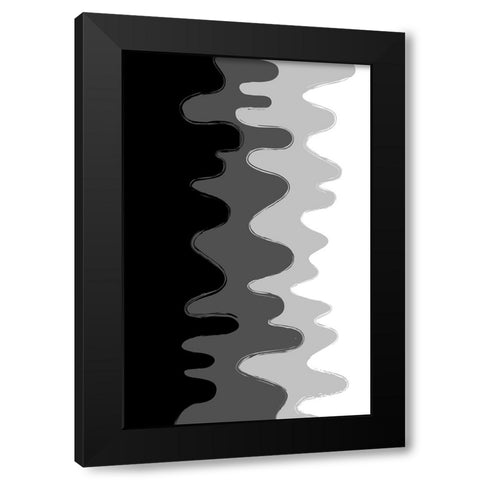 Black Abstract Waves Black Modern Wood Framed Art Print with Double Matting by Aesthete
