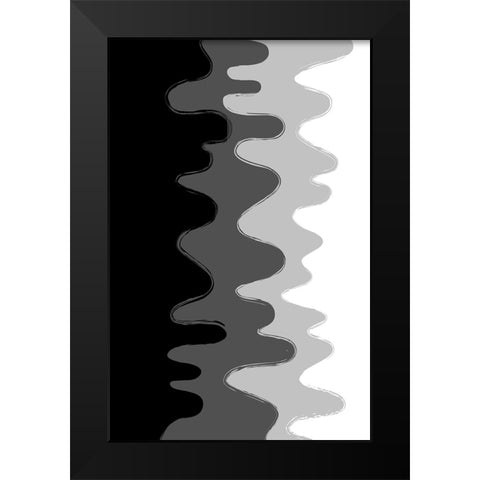 Black Abstract Waves Black Modern Wood Framed Art Print by Aesthete