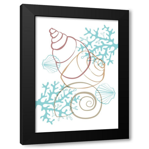 Turquise  Sea Life Black Modern Wood Framed Art Print with Double Matting by Aesthete
