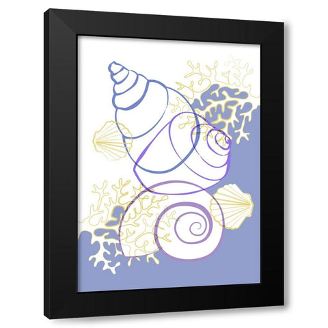 Blue Sea Life Black Modern Wood Framed Art Print by Aesthete