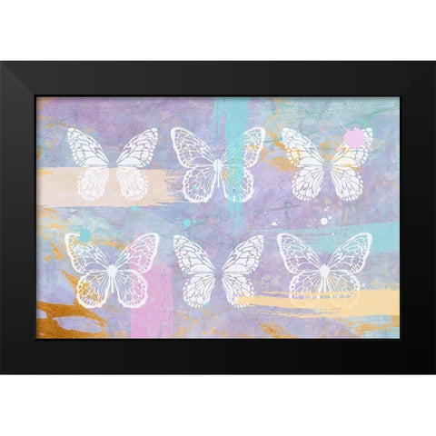 Purple Butterflies Black Modern Wood Framed Art Print by Aesthete