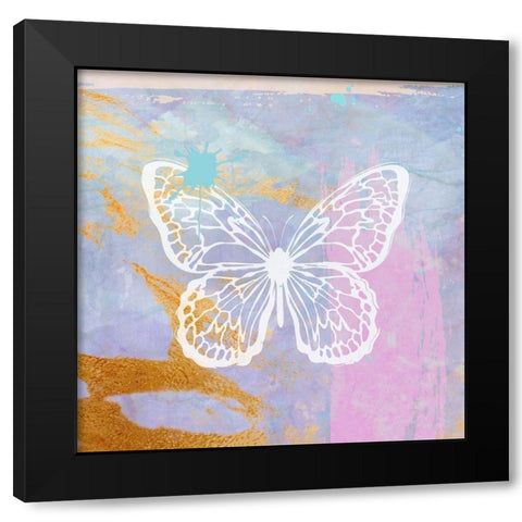 Purple Butterfly Black Modern Wood Framed Art Print with Double Matting by Aesthete