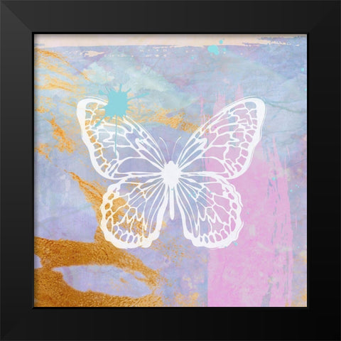 Purple Butterfly Black Modern Wood Framed Art Print by Aesthete