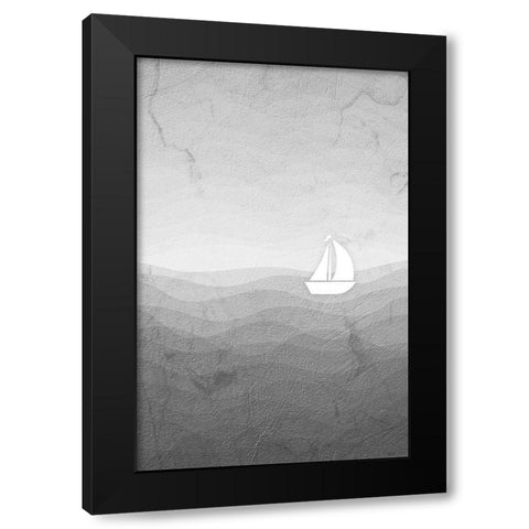 Sea Storm Gray Black Modern Wood Framed Art Print with Double Matting by Aesthete