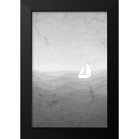 Sea Storm Gray Black Modern Wood Framed Art Print by Aesthete