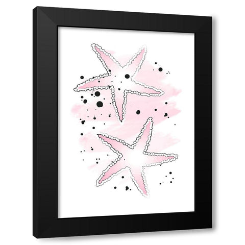 Pink Sea Stars Black Modern Wood Framed Art Print with Double Matting by Aesthete