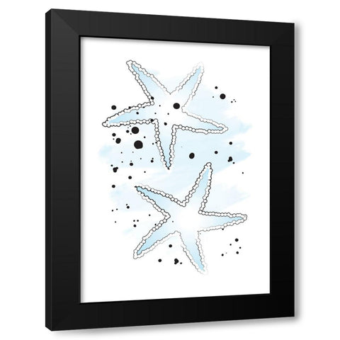 Blue Sea Stars Black Modern Wood Framed Art Print with Double Matting by Aesthete
