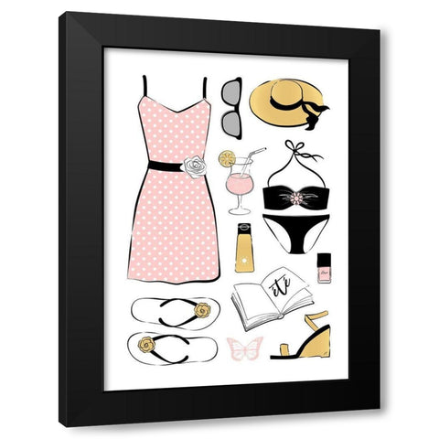 Summer Style Black Modern Wood Framed Art Print by Aesthete