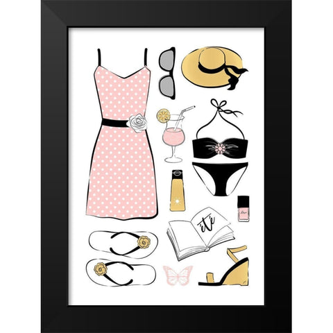 Summer Style Black Modern Wood Framed Art Print by Aesthete