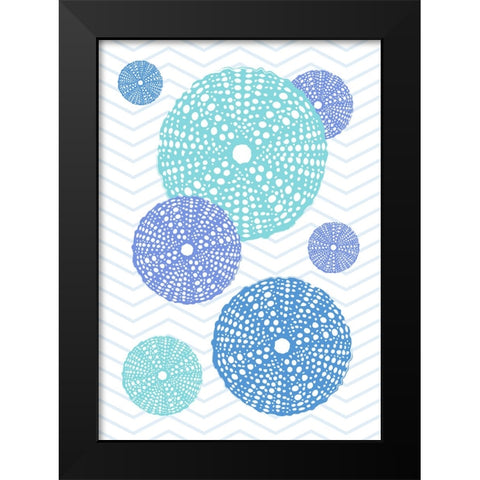 Blue Urchins Black Modern Wood Framed Art Print by Aesthete