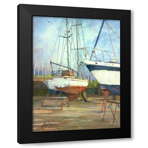 Boatyard Black Modern Wood Framed Art Print by Rizzo, Gene