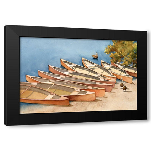Whos Paddling Black Modern Wood Framed Art Print by Rizzo, Gene
