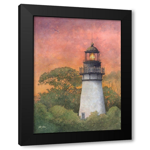 Amelia Island Lighthouse-2 Black Modern Wood Framed Art Print with Double Matting by Rizzo, Gene