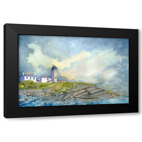 Beavertail Lighthouse - R.I. Black Modern Wood Framed Art Print with Double Matting by Rizzo, Gene