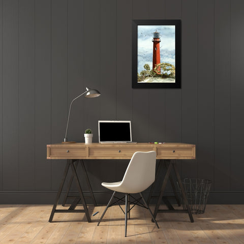 Jupiter Lighthouse-Old - Fl. Black Modern Wood Framed Art Print by Rizzo, Gene