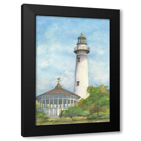 St. Simons Lighthouse Black Modern Wood Framed Art Print with Double Matting by Rizzo, Gene