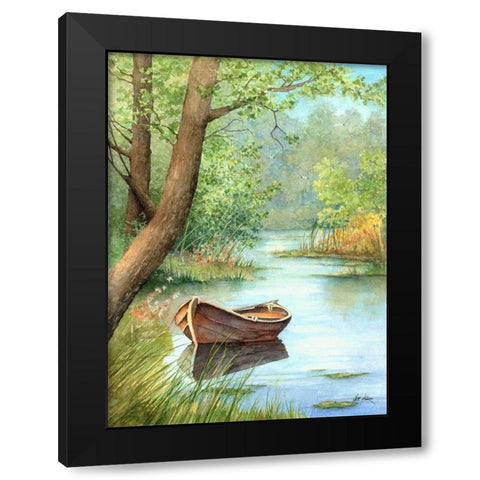 Serene Black Modern Wood Framed Art Print with Double Matting by Rizzo, Gene