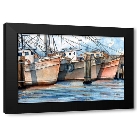 Dock on the Bay Black Modern Wood Framed Art Print with Double Matting by Rizzo, Gene