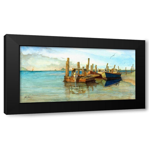 The Red Boat Black Modern Wood Framed Art Print with Double Matting by Rizzo, Gene