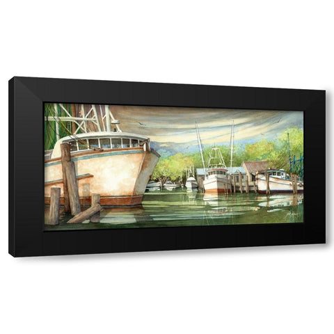 Calm Harbor Black Modern Wood Framed Art Print with Double Matting by Rizzo, Gene