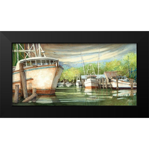 Calm Harbor Black Modern Wood Framed Art Print by Rizzo, Gene