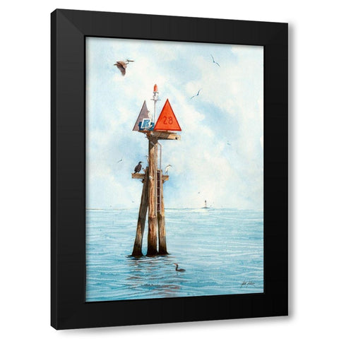 Channel Marker 28 Black Modern Wood Framed Art Print by Rizzo, Gene