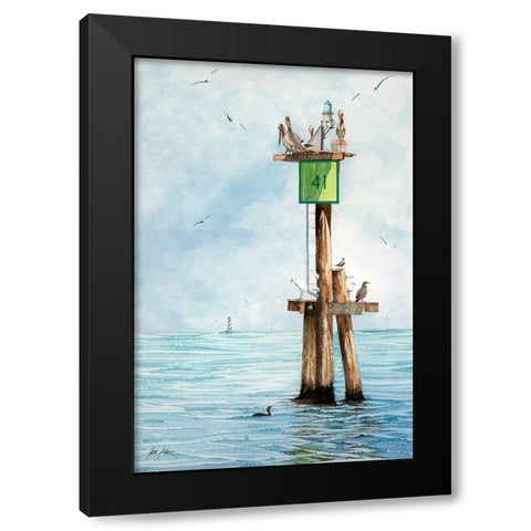 Channel Marker 41 Black Modern Wood Framed Art Print by Rizzo, Gene