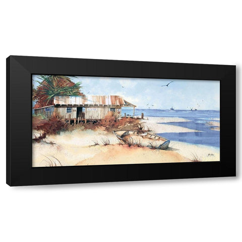 Dinghy Pano Black Modern Wood Framed Art Print by Rizzo, Gene