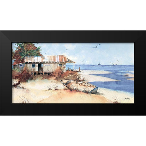 Dinghy Pano Black Modern Wood Framed Art Print by Rizzo, Gene