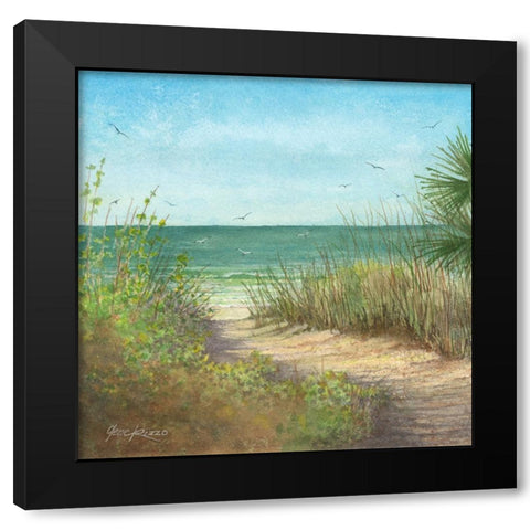 The Sand And The Sea Black Modern Wood Framed Art Print with Double Matting by Rizzo, Gene