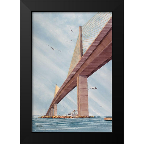 Skyway Bridge Black Modern Wood Framed Art Print by Rizzo, Gene